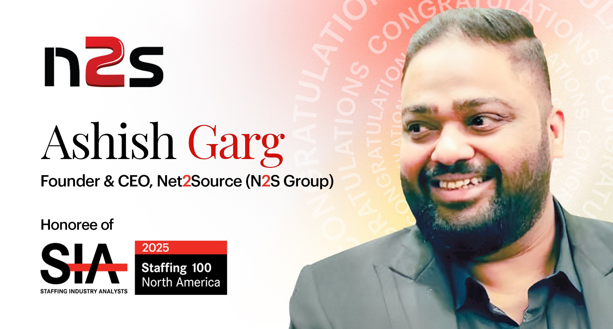  Net2Source CEO Ashish Garg Named to SIA’s Prestigious Staffing 100 North America List